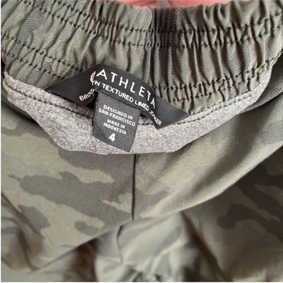 Athleta Brooklyn Lined Jogger pants green olive camo lux relaxed fit stretch - Picture 6 of 8